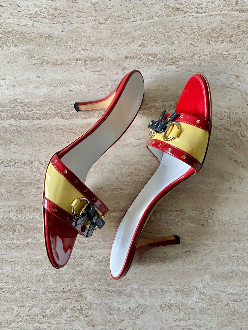 Vintage Gucci Star Bow Horsebit Mule Sandal Heels - Picture 4 of 12